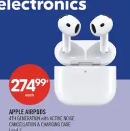 Shoppers Drug Mart APPLE AIRPODS 4TH GENERATION with ACTIVE NOISE CANCELLATION & CHARGING CASE offer