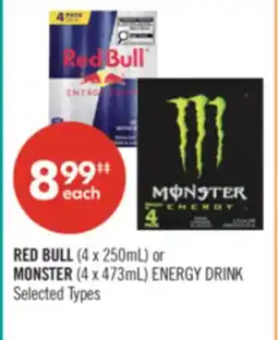 Shoppers Drug Mart RED BULL (4 x 250mL) or MONSTER (4 x 473mL) ENERGY DRINK offer