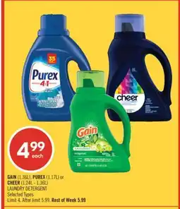 Shoppers Drug Mart GAIN (1.36L), PUREX (1.17L) or CHEER (1.24L - 1.36L) LAUNDRY DETERGENT offer