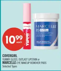 Shoppers Drug Mart COVERGIRL YUMMY GLOSS, OUTLAST LIPSTAIN or MARCELLE EYE MAKEUP REMOVER PADS offer