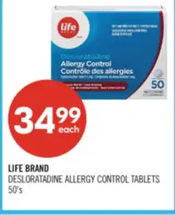 Shoppers Drug Mart LIFE BRAND DESLORATADINE ALLERGY CONTROL TABLETS offer
