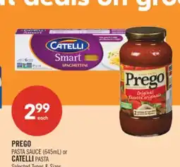 Shoppers Drug Mart PREGO PASTA SAUCE (645mL) or CATELLI PASTA offer