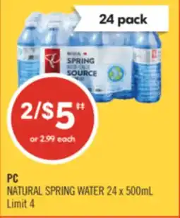Shoppers Drug Mart PC NATURAL SPRING WATER offer