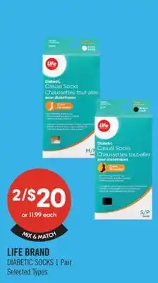 Shoppers Drug Mart LIFE BRAND DIABETIC SOCKS offer