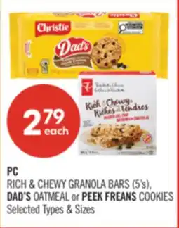 Shoppers Drug Mart PC RICH & CHEWY GRANOLA BARS (5's), DAD'S OATMEAL or PEEK FREANS COOKIES offer