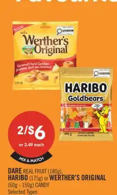 Shoppers Drug Mart DARE REAL FRUIT (180g), HARIBO (175g) or WERTHER'S ORIGINAL (60g - 150g) CANDY offer