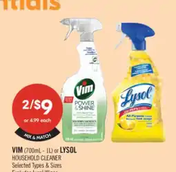 Shoppers Drug Mart VIM (700mL - 1L) or LYSOL HOUSEHOLD CLEANER offer