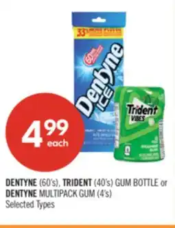 Shoppers Drug Mart DENTYNE (60's), TRIDENT (40's) GUM BOTTLE or DENTYNE MULTIPACK GUM (4's) offer