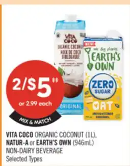 Shoppers Drug Mart VITA COCO ORGANIC COCONUT (1L), NATUR-A or EARTH'S OWN (946mL) NON-DAIRY BEVERAGE offer