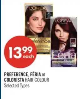 Shoppers Drug Mart PREFERENCE, FÉRIA or COLORISTA HAIR COLOUR offer