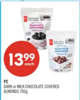 Shoppers Drug Mart PC DARK or MILK CHOCOLATE COVERED ALMONDS offer