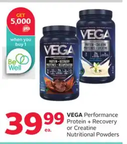 Rexall VEGA Performance Protein + Recovery or Creatine Nutritional Powders offer