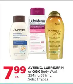 Rexall AVEENO, LUBRIDERM or OGX Body Wash offer