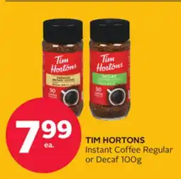 Rexall TIM HORTONS Instant Coffee Regular or Decaf offer