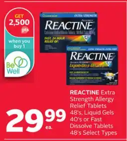 Rexall REACTINE Extra Strength Allergy Relief Tablets 48's, Liquid Gels 40's or Fast Dissolve Tablets 48's offer