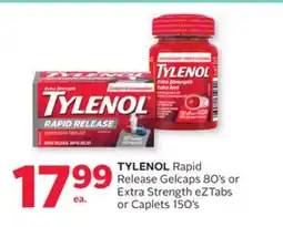Rexall TYLENOL Rapid Release Gelcaps 80's or Extra Strength eZTabs or Caplets 150's offer