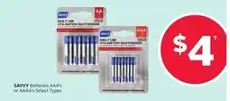 Rexall SAVVY Batteries AA4's or AAA4's offer