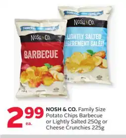 Rexall NOSH & CO. Family Size Potato Chips Barbecue or Lightly Salted 250G or Cheese Crunchies 225g offer