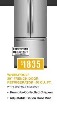 Leon's WHIRLPOOL 30 FRENCH DOOR REFRIGERATOR, 20 CU. FT offer