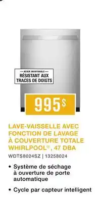 Leon's Whirlpool Lave-vaisselle 47 dBA acier inoxydable résistant aux traces de doigts WDTS8024SZ offer