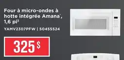 Leon's Amana Four micro-ondes avec hotte intégrée 1,6 pi³ blanc YAMV2307PFW offer
