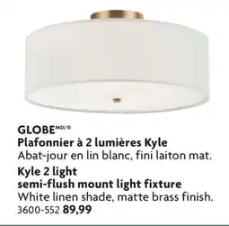 Home Hardware Globe Kyle 2 light semi-flush mount light fixture offer