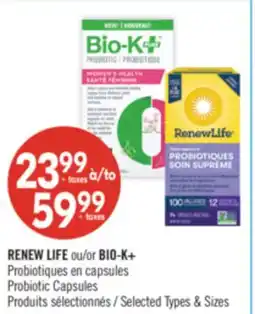 Pharmaprix RENEW LIFE or BIO-K+ Probiotic Capsules offer