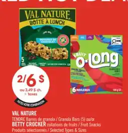 Pharmaprix VAL NATURE Granola Bars (5) or BETTY CROCKER Fruit Snacks offer