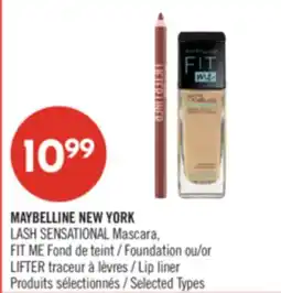 Pharmaprix MAYBELLINE NEW YORK LASH SENSATIONAL Mascara, FIT ME, Foundation or LIFTER Lip liner offer