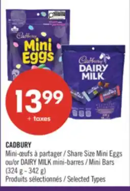 Pharmaprix CADBURY Share Size Mini Eggs or DAIRY MILK Mini Bars offer