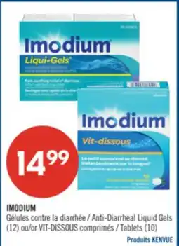 Pharmaprix IMODIUM Anti-Diarrheal Liquid Gels (12) or VIT-DISSOUS Tablets (10 offer
