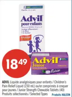 Pharmaprix ADVIL Children's Pain Relief Liquid (230 mL) or Junior Strength Chewable Tablets (40) offer