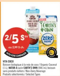 Pharmaprix VITA COCO Organic Coconut (1 L), NATUR-A or EARTH'S OWN (946 mL) Non-Dairy Beverage offer