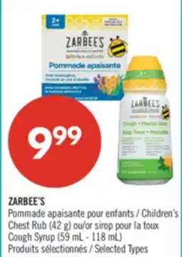 Pharmaprix ZARBEE'S Children's Chest Rub (42 g) or Cough Syrup (59 mL–118 mL) offer