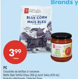 Pharmaprix PC Kettle Style Tortilla Chips (368 g) or Salsa (430 mL) offer