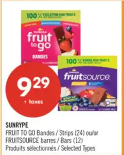 Pharmaprix SUNRYPE FRUIT TO GO Strips (24) or FRUITSOURCE Bars (12) offer