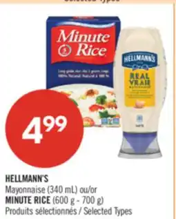 Pharmaprix HELLMANN'S Mayonnaise (340 mL) or MINUTE RICE (600 g - 700 g) offer