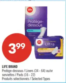Pharmaprix LIFE BRAND Liners (34–64) or Pads (16–22) offer