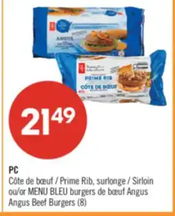 Pharmaprix PC Prime Rib, Sirloin or BLUE MENU burgers Angus Beef Burgers (8) offer