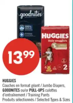 Pharmaprix HUGGIES Jumbo Diapers, GOODNITES or PULL-UPS Training Pants offer