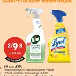 Pharmaprix VIM or LYSOL Household Cleaning Products offer