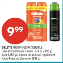 Pharmaprix GILLETTE FUSION5 ULTRA SENSIBLE Value Pack (2 x 198 g) or LABS Rapid Foaming Shave Gel (198 g) offer