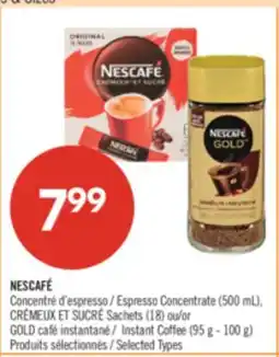 Pharmaprix NESCAFÉ Espresso Concentrate (500 mL), Sachets (18) or GOLD Instant Coffee (95 g - 100 g) offer