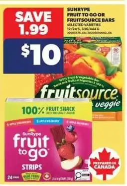 Real Canadian Superstore SunRype Fruit to Go or FruitSource Bars offer