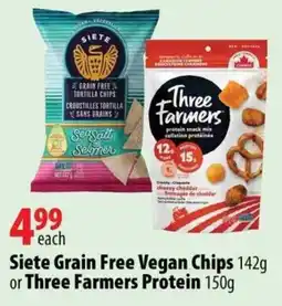 London Drugs Sieite grain free vegan chips or three farmers protein offer