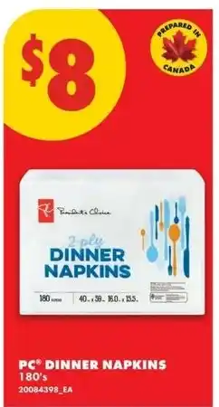 No Frills PC dinner napkins offer