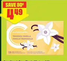 FreshCo Compliments fabric softener sheets tranquil vanilla offer
