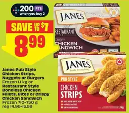 FreshCo Janes pub style chicken strips, nuggets or burgers offer