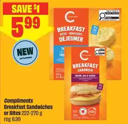 FreshCo Compliments breakfast sandwiches or bites offer