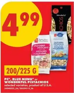 No Frills pc blue menu or wonderful pistachios offer